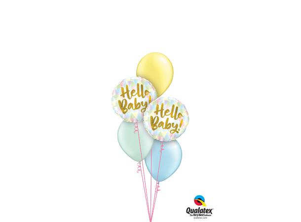 Premium Folieballong - "Hello Baby" Gullskrift - 46cm
