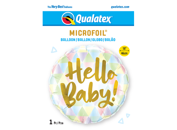 Premium Folieballong - "Hello Baby" Gullskrift - 46cm 
