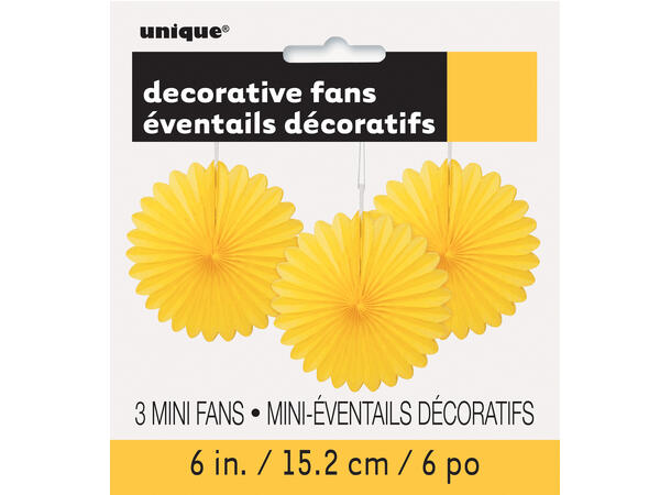 Pyntevifte Papir - Gul 15cm - 3pk