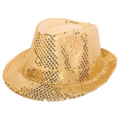 Trilby Hatt - Paljetter Deluxe Gull Onesize