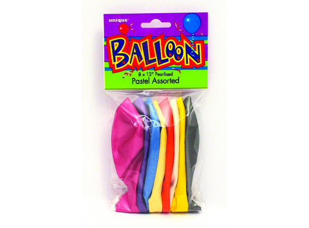 Ballonger Perlemor - Div. Pastell 30cm - 8pk