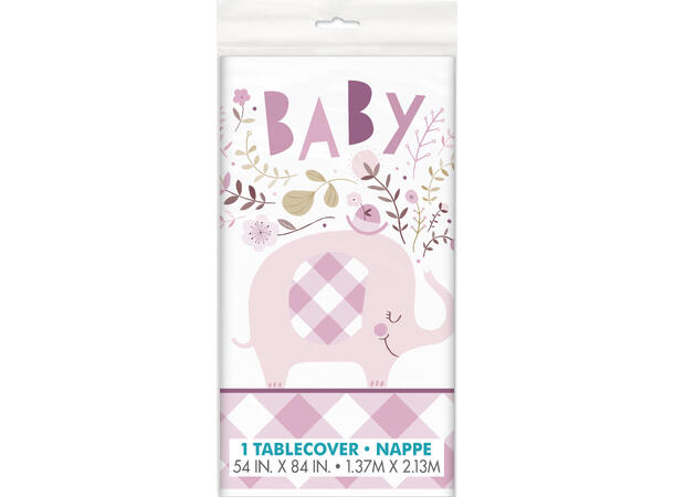Bordduk - Babyshower - Umbrellaphants Rosa - 137x214cm