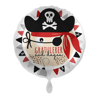 Folieballong - "Gratulerer Med Dagen" Pirat - 43cm