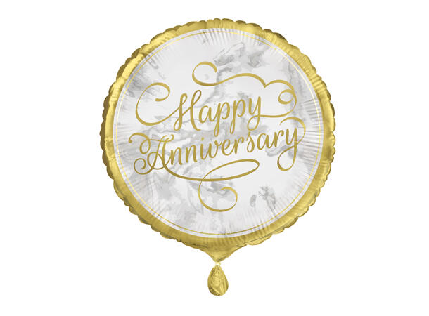 Folieballong - "Happy Anniversary" Gull - 46cm