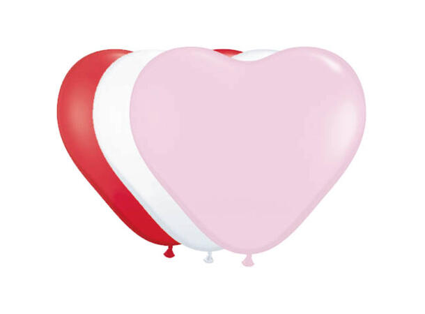 Gummiballonger hjerte - Hvit, Rosa, Rød 8 Gummiballonger - 30cm (12")