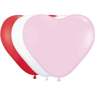 Gummiballonger hjerte - Hvit, Rosa, Rød 8 Gummiballonger - 30cm (12")