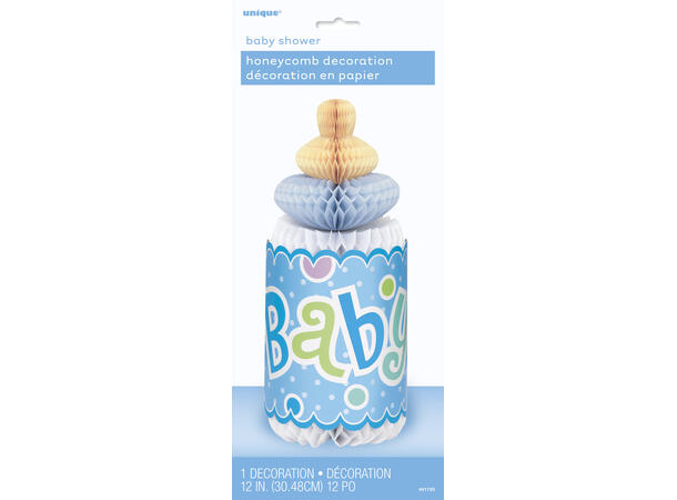 Honeycomb Dekorasjon - Baby Shower Blå Dots - 30cm