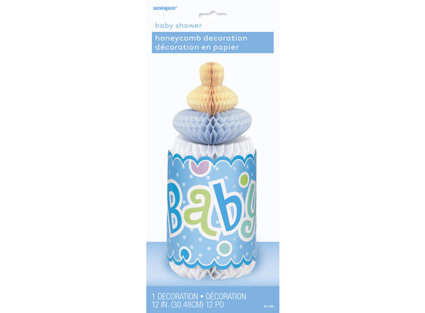 Honeycomb Dekorasjon - Baby Shower Blå Dots - 30cm