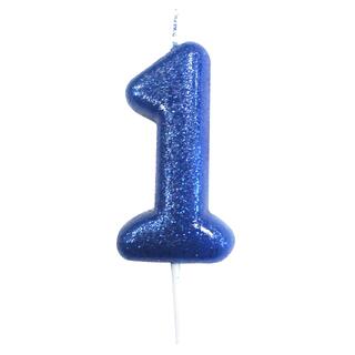 Kakelys - Nummer 1 - Glitter Blå 7cm