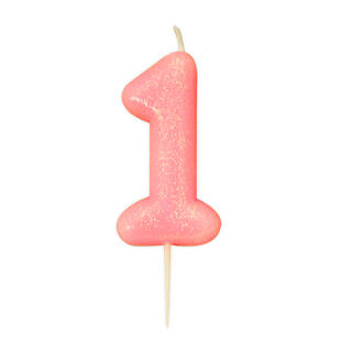 Kakelys - Nummer 1 - Glitter Rosa 7cm