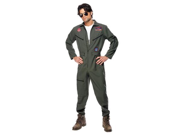 Kostyme - Top Gun Jagerflypilot - Grønn Herre - Medium