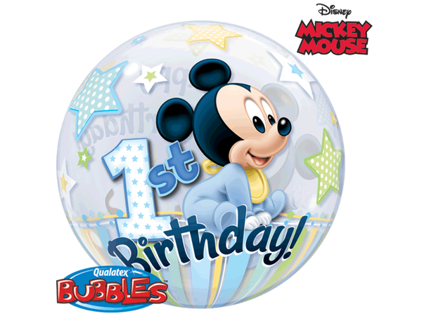 Mickey Mouse 1st Birthday 1 Bubbleballong - 56cm (22")