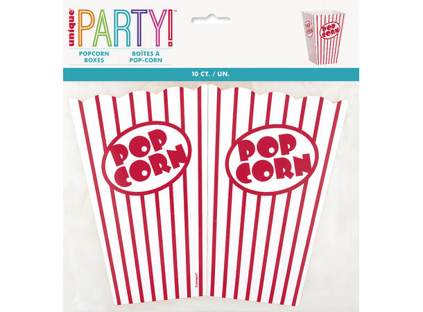 Popcornesker - Striper - Rød & Hvit 16x10x10cm - 10pk