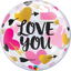 Premium Bubbleballong - "Love You" Hjerter & Piler - 56cm
