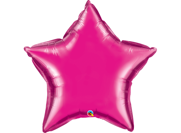Premium Folieballong - Stjerne Magenta Rosa - 91cm