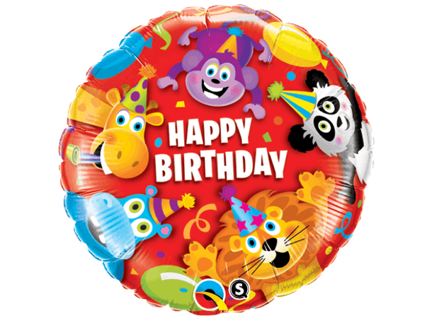 Premium Folieballong - "Happy Birthday" Safari - 46cm