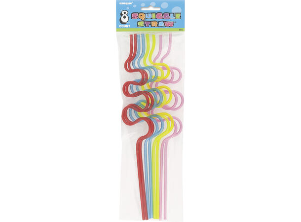Sugerør - Squiggle - Assortert 8pk