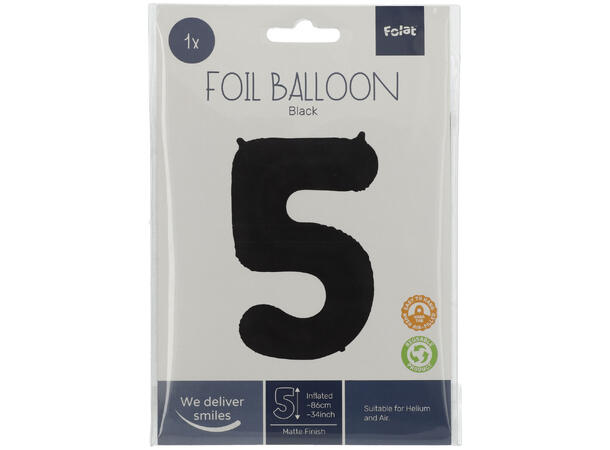 Tallballong Folie - Nummer 5 - Sort 86cm