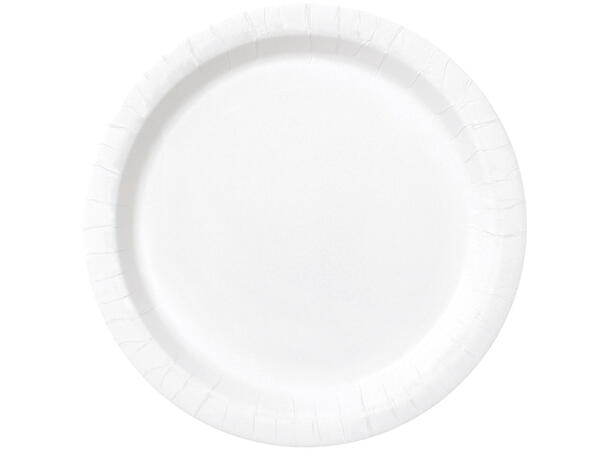 Tallerken Hvit - Plastfri 8 Runde Ensfargede papptallerken - 18cm