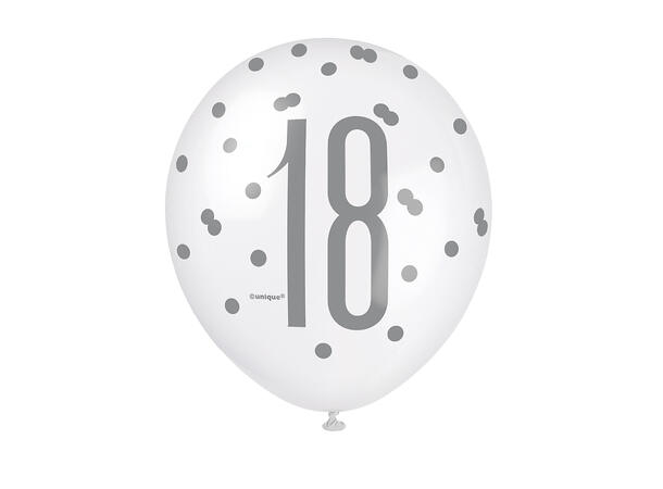 Ballonger - 18-årsdag - Blå & Sølv 30cm - 6pk