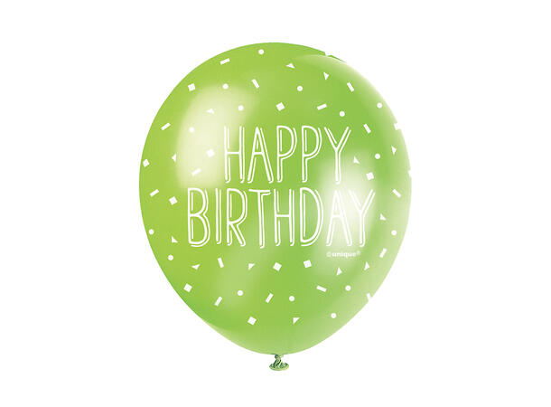Ballonger Assortert - "Happy Birthday" 30cm - 5pk