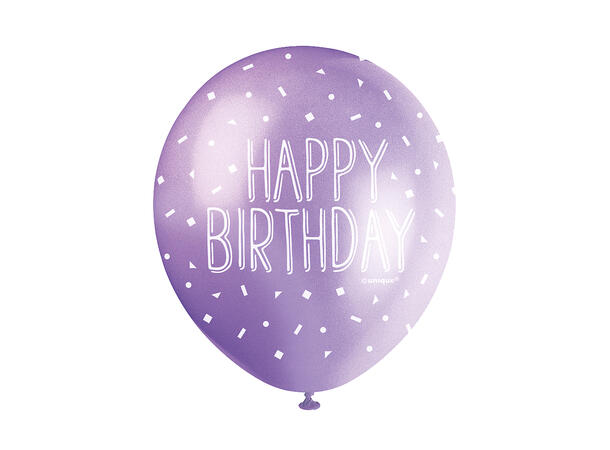 Ballonger Assortert - "Happy Birthday" 30cm - 5pk