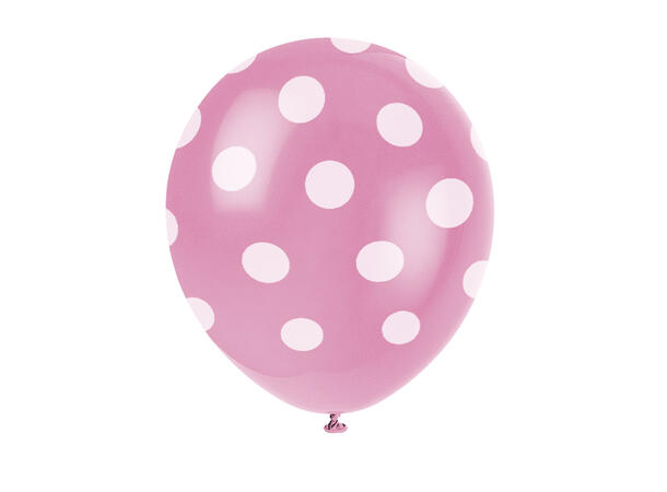 Ballonger med Prikker - Rosa 30cm - 6pk