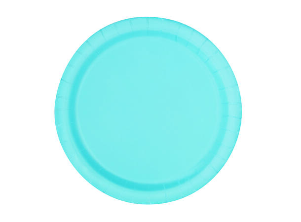 Ensfarget Lys Blå - Plastfri 8 Runde tallerkener i papp - 18cm
