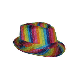 Hatt - Paljetter - Regnbue Onesize
