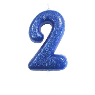 Kakelys - Nummer 2 - Glitter Blå 7cm