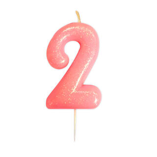 Kakelys - Nummer 2 - Glitter Rosa 7cm