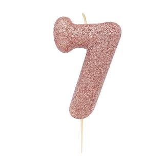 Kakelys - Nummer 7 - Glitter Rosegull 7cm