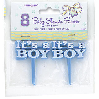 Kaketopper Pick - Babyshower It's A Boy Blå - 8pk