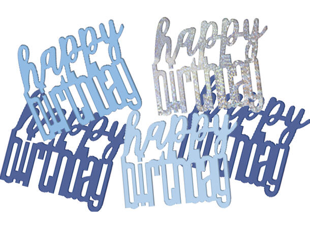 Konfetti - "Happy Birthday" - Blå & Sølv 14g