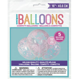 Konfettiballonger - Rosa Hjerter 5pk