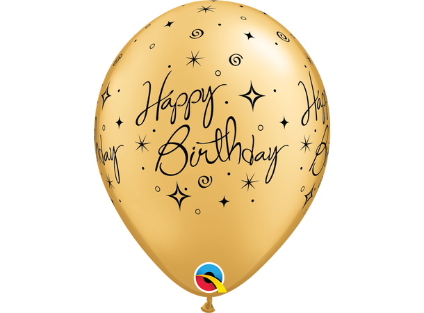Premium Ballonger - "Happy Birthday" Gull Stjerneskudd - 28cm - 25pk