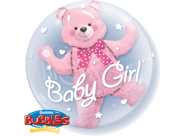 Premium Bubbleballong - Rosa Teddy Dobbel - 61cm