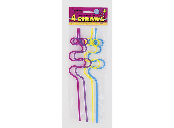 Sugerør - Squiggle - Assortert 4pk