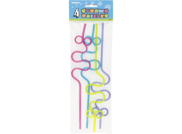 Sugerør - Squiggle - Assortert 4pk