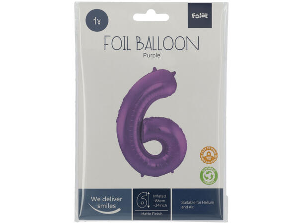 Tallballong Folie - Nummer 6 - Lilla 86cm