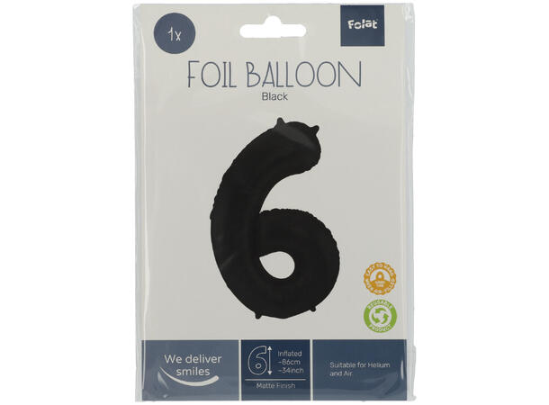Tallballong Folie - Nummer 6 - Sort 86cm