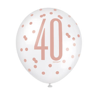 Ballonger - 40 År - Rosegull 30cm - 6pk
