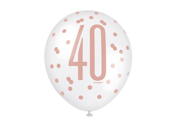 Ballonger - 40 År - Rosegull 30cm - 6pk