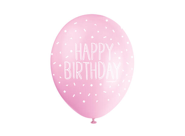 Ballonger - "Happy Birthday" Rosa 30cm - 5pk 