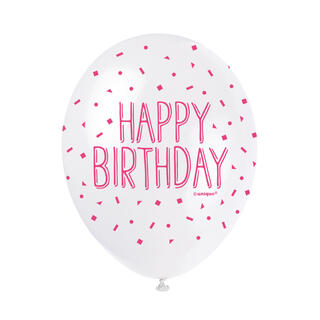 Ballonger - "Happy Birthday" Rosa 30cm - 5pk