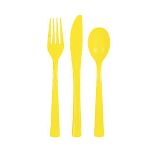 Bestikk - Neon Gul - Plast 18pk