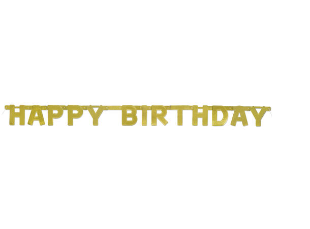 Bokstavbanner - "Happy Birthday" - Gull Folie