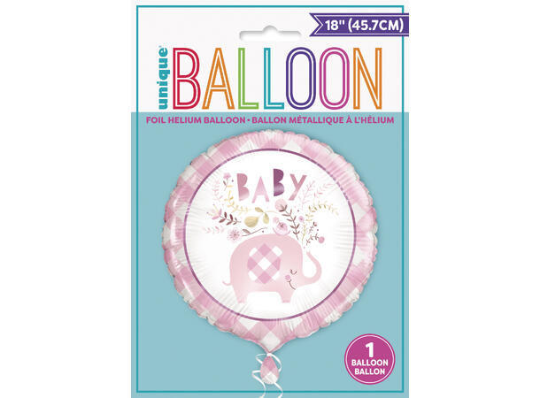 Folieballong - Babyshower Umbrellaphants Rosa - 46cm