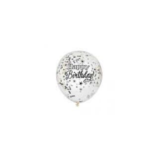 Konfettiballonger - Bursdag - Glitter 30cm - 6pk