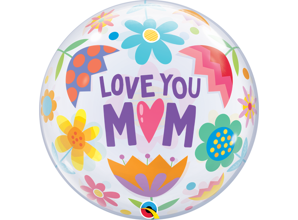 LOVE YOU M(HEART)M FLOWERS 1 Bubbleballong - 56cm (22")